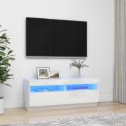 vidaXL TV-bänk med LED-belysning vit högglans 100x35x40 cm