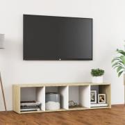 vidaXL TV-bänk vit och sonoma-ek 142,5x35x36,5 cm konstruerat trä