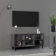 vidaXL TV-bänk med metallben grå högglans 103,5x30x50 cm