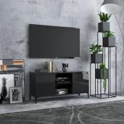 vidaXL TV-bänk med metallben svart högglans 103,5x35x50 cm