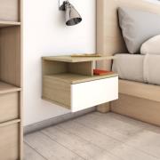vidaXL Svävande sängbord vit och sonoma-ek 40x31x27 cm konstruerat trä