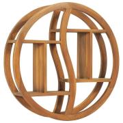 vidaXL Yin yang-vägghylla 60x15x60 cm massiv teak