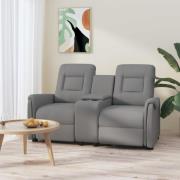 vidaXL 2-sits reclinerfåtölj med mugghållare grå konstläder