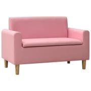 vidaXL Barnsoffa 2-sits rosa konstläder