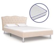 vidaXL Säng med memoryskummadrass beige tyg 120x200 cm