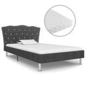 vidaXL Säng med madrass mörkgrå tyg 90x200 cm
