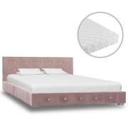 vidaXL Säng med madrass rosa sammet 120x200 cm