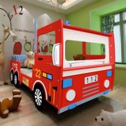 Barnsäng brandbil med memory foam 200 x 90 cm