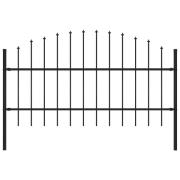 vidaXL Trädgårdsstaket med spjuttopp stål (0,75-1)x1,7 m svart
