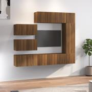 vidaXL Tv-skåp 8 delar brun ek konstruerat trä