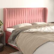 vidaXL Sänggavel med kanter rosa 163x23x118/128 cm sammet