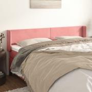 vidaXL Sänggavel med kanter rosa 163x16x78/88 cm sammet