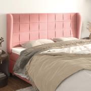 vidaXL Sänggavel med kanter rosa 183x23x118/128 cm sammet