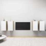 vidaXL TV-skåp 4 delar vit och sonoma-ek 30,5x30x60 cm konstruerat trä