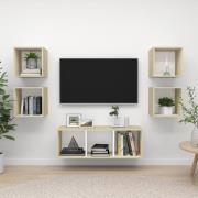 vidaXL TV-skåp 5 delar vit och sonoma-ek konstruerat trä