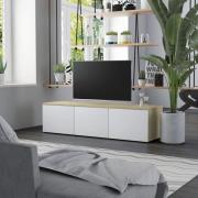 vidaXL TV-bänk vit och sonoma-ek 120x34x30 cm spånskiva