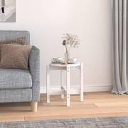 vidaXL Soffbord vit Ø 42,5x45 cm massiv furu