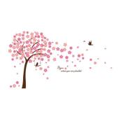 WALPLUS Dekorativ dekal körsbärsblommor 130x110cm rosa