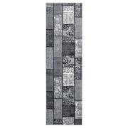 vidaXL Gångmatta grå BCF med blockmönster 80x350 cm