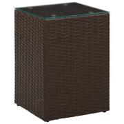 vidaXL Sidobord med glasskiva brun 35x35x52 cm konstrotting
