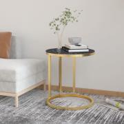vidaXL Sidobord guld och svart marmor 45 cm härdat glas