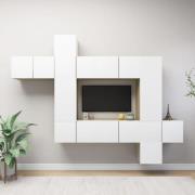 vidaXL TV-skåp 10 delar vit och sonoma-ek konstruerat trä