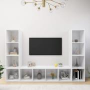 vidaXL TV-skåp 3 st vit högglans 142,5x35x36,5 cm konstruerat trä