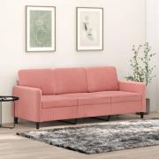 vidaXL 3-sitssoffa rosa 180 cm sammet