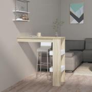 vidaXL Barbord för vägg vit & sonoma-ek 102x45x103,5 cm konstr. trä