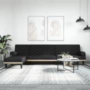 vidaXL L-formad bäddsoffa svart 260x140x70 cm tyg