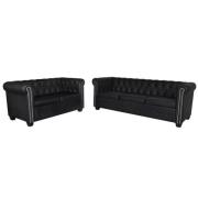 vidaXL Chesterfield 2-sits och 3-sits konstläder svart