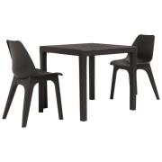 vidaXL Caféset 3 delar plastrotting brun