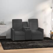 vidaXL 2-sits reclinerfåtölj med mugghållare mörkgrå tyg