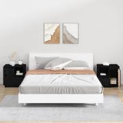 vidaXL Sängbord 2 st svart 50x34x50 cm massivt furuträ
