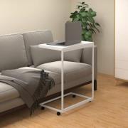 vidaXL Sidobord med hjul vit 55x35x70 cm konstruerat trä