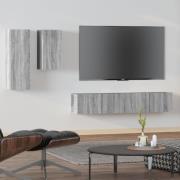 vidaXL Tv-skåp 4 delar grå sonoma konstruerat trä