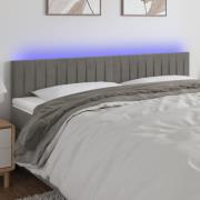 vidaXL Sänggavel LED ljusgrå 200x5x78/88 cm sammet