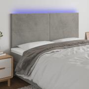 vidaXL Sänggavel LED ljusgrå 180x5x118/128 cm sammet