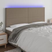 vidaXL Sänggavel LED taupe 200x5x118/128 cm tyg