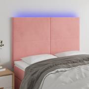 vidaXL Sänggavel LED rosa 144x5x118/128 cm sammet