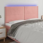 vidaXL Sänggavel LED rosa 200x5x118/128 cm sammet