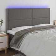 vidaXL Sänggavel LED grå 160x5x118/128 cm konstläder