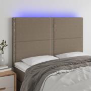 vidaXL Sänggavel LED taupe 144x5x118/128 cm tyg