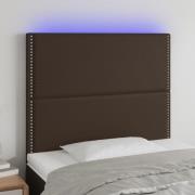 vidaXL Sänggavel LED brun 100x5x118/128 cm konstläder