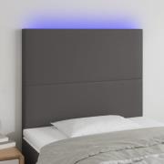 vidaXL Sänggavel LED grå 90x5x118/128 cm konstläder