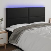 vidaXL Sänggavel LED svart 160x5x118/128 cm konstläder