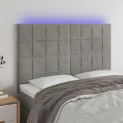 vidaXL Sänggavel LED ljusgrå 144x5x118/128 cm sammet