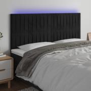 vidaXL Sänggavel LED svart 180x5x118/128 cm sammet