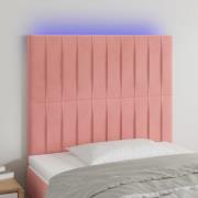 vidaXL Sänggavel LED rosa 80x5x118/128 cm sammet