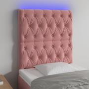 vidaXL Sänggavel LED rosa 80x7x118/128 cm sammet